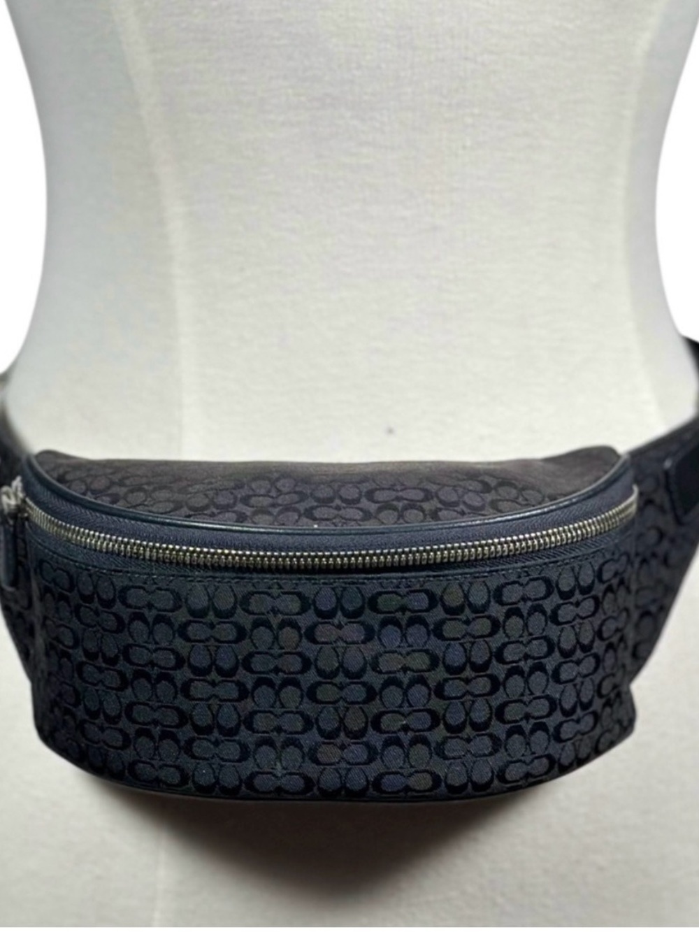 Coach Jacquard Signature Monogram Belt Bag in Black Vintage